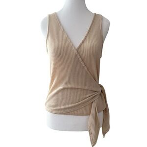 Lulus NWT Tan Ribbed Wrap Tank Top Size Medium